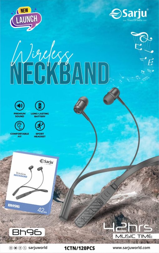 Wirless Neckband (bh96) 42 Hours Backup