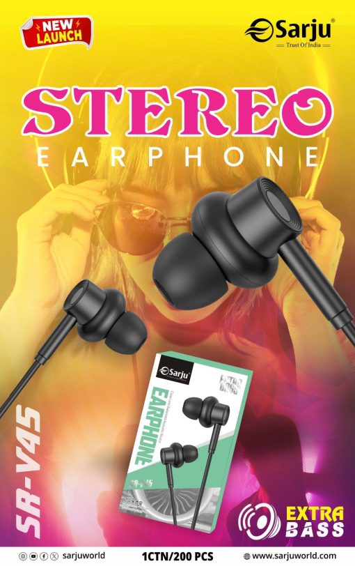 SR-V45 Wired Earphone – Premium Sound, Comfortable Fit for All-Day Use