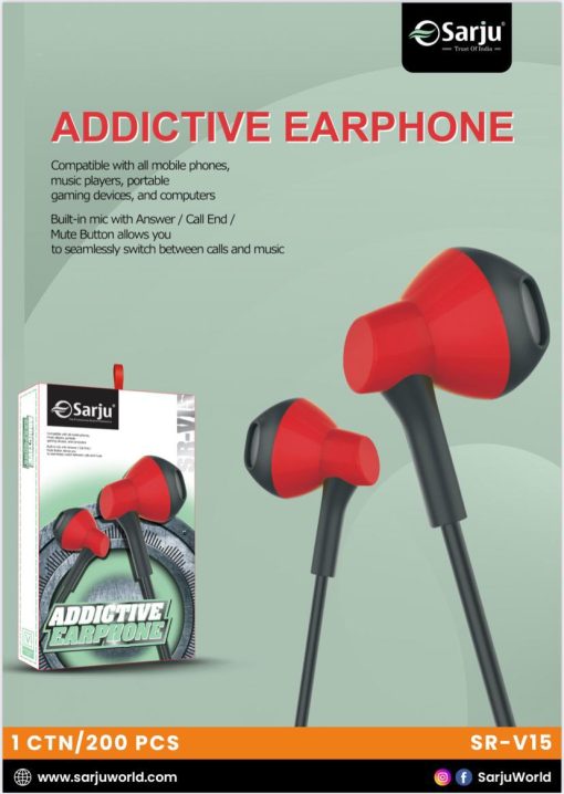 SR-V15 Wired Earphone – Crisp Sound & Comfortable Fit for Daily Use