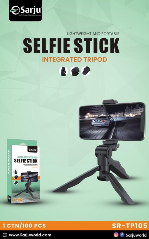 ST-105 Selfie Stick & Integrated Tripod – 2-in-1 Adjustable Selfie Stick with Tripod Stand