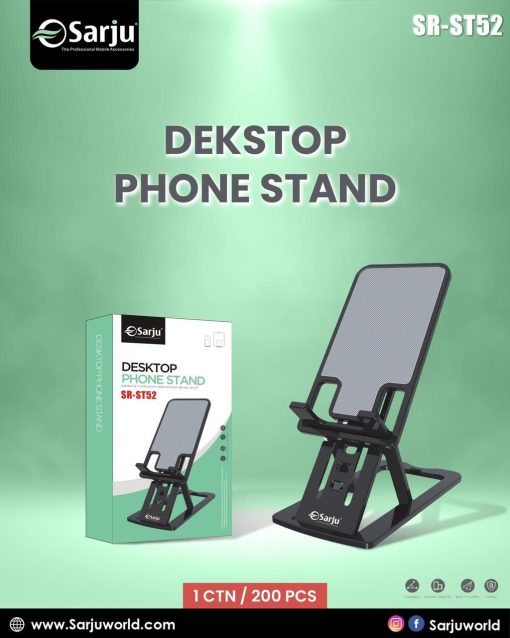 SR ST52 Desktop Phone Stand – Adjustable & Stable Stand for Phones and Small Devices