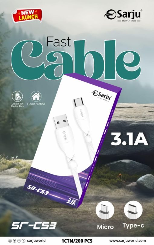 C53 [Type C] 3.1 AMP Output Cable – High-Speed Charging and Data Transfer Cable