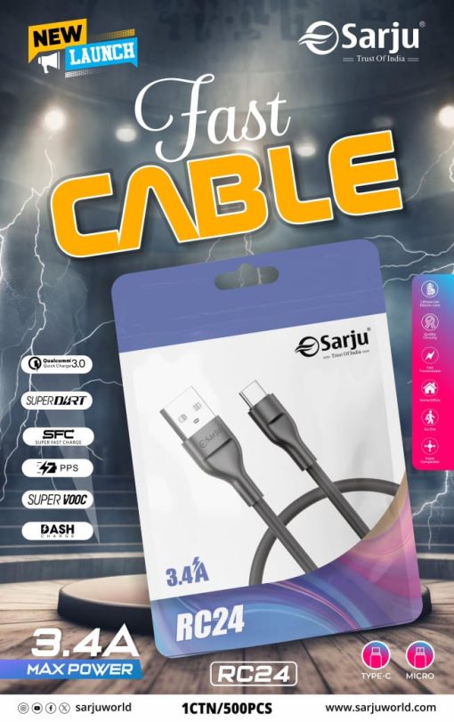 RC-24 3.4 AMP Data Cable [Type C] – High-Speed Charging & Data Transfer Cable