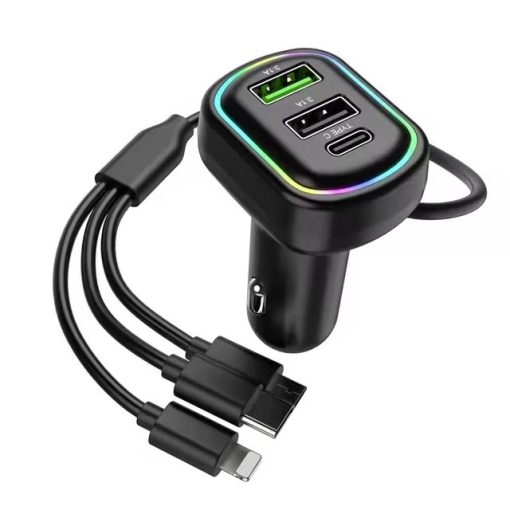 Q7 USB Car Charger – 48W Fast Charging with RGB Breathing Light