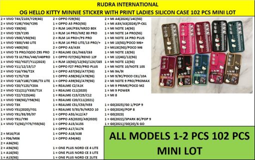 Og Hello Kitty Minnie Sticker With Print Ladies Silicon Case 102Pcs Mini Lot