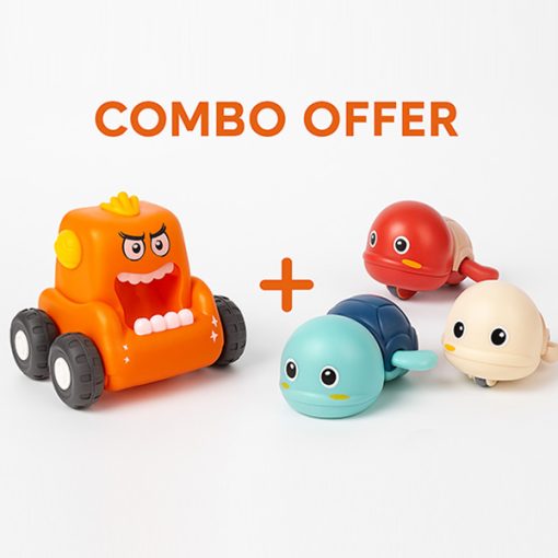 Combo Offer: Monster Push Car + Wind-Up Turtle Toys Set