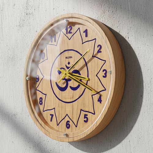 Buy Om Engraving Rajwadi Premium Wooden Wall Clock with glass – Wholesale (10x10 Inch)