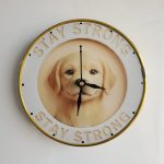 Baby Dog UV Printed Wooden Wall Clock With Golden Frame 6.5 Inch (P0006)