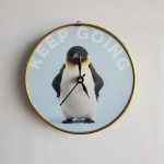 Penguin UV Printed Wooden Wall Clock With Golden Frame 6.5 Inch (P0005)