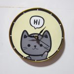 Kitty UV Printed Wooden Wall Clock With Golden Frame 6.5 Inch (P0001)