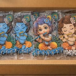 UV Krishna Wooden Key Holder Mix Design With Self Adhesive Hooks Free