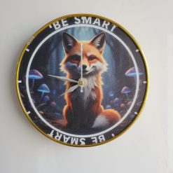 Fox UV Printed Wooden Wall Clock With Golden Frame 6.5 Inch (P0003)