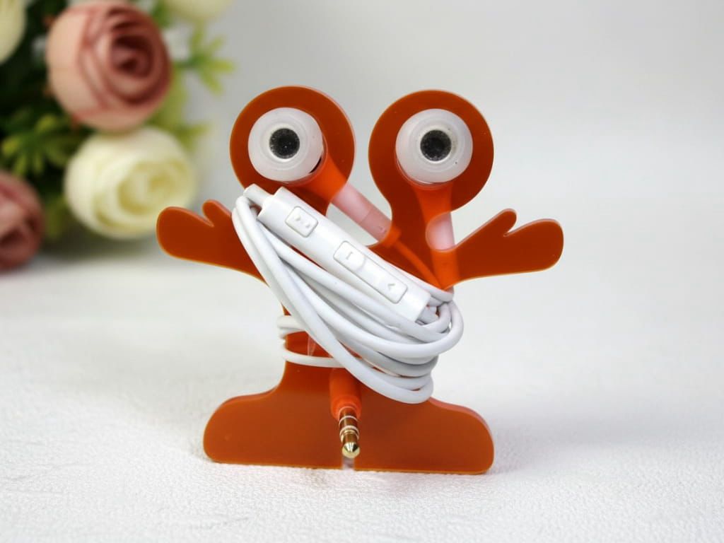 Wooden Earphone Organizer Holder | Cable Winder | Portable Cord Management Stand | Cute Design - Image 2