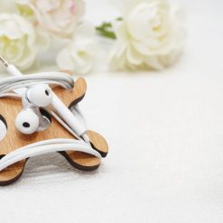 Wooden Earphone Organizer Holder | Cable Winder | Portable Cord Management Stand | Cute Design